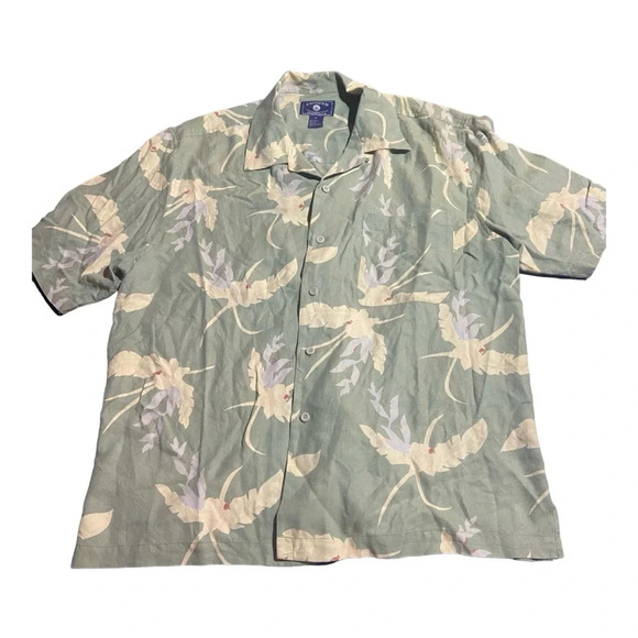 O’Kief & O’Kief Button Down Floral Shirt Cotton Silk Natural Hawaiian XL - Picture 1 of 4